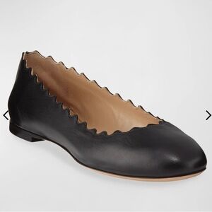 Chloe Lauren Ballet Ballerina Scalloped Flats Chestnut Cognac Brown size 37 (6)